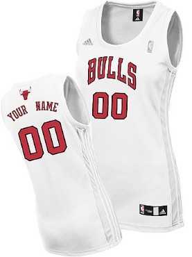 Women's Customized Chicago Bulls White Jersey-0